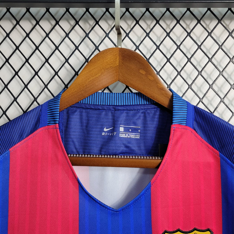 Camisa Barcelona Home Retro 16/17 - Vermelha e Azul 