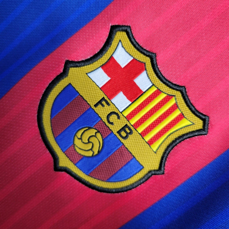 Camisa Barcelona Home Retro 16/17 - Vermelha e Azul 